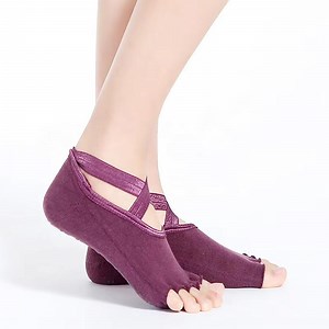 [Hot Item] Cotton Fashion Unisex Ankle Women Grip Pilates Sports Toeless 5 Toe Anti Slip Yoga Sock
