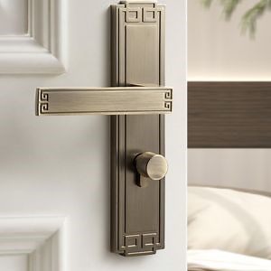 [Hot Item] Brass New Chinese Style Indoor Magnetic Silent Door Lock Retro Home Double Door Wooden Door Locks