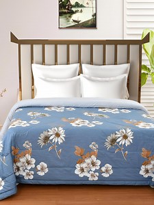 Buy Florida Blue & White Printed Cotton Reversible AC Room 180 GSM Double Bed Comforter -  - Home for Unisex