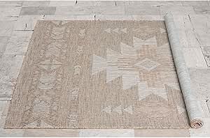 HR Waterproof Southwestern Navajo Outdoor Rug - Stain and Fade-Resistant Coconut Multi