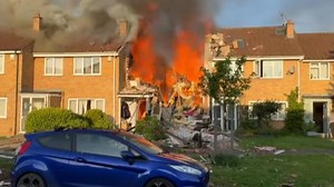 A house has been destroyed after a reported gas explosion, with three people taken to hospital. The house in Yate near Bristol was burnt almost completely to the ground after the blast caused a fire on 29 April.