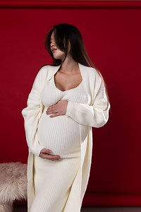 Maternity Knit Dress With Cardigan Set, Cozy Winter Pregnancy Outfit, Warm Ribbed Sweater Dress for Baby Shower, Nursing Mom - Etsy