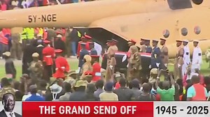 Raila Odinga's body loaded back onto a military aircraft for airlifting from Mamboleo Stadium in Kisumu to Bondo for overnight stay ahead of the burial on Sunday. | Kiambu News