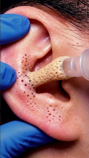 Ear Vacuum Comedone Extraction | #blackheadremoval #macroasmr #macroextraction #satisfying #4kmacro