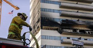 Los Angeles high-rise fire injures 11, prompts rare rooftop helicopter rescue