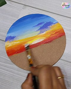 'Road' Acrylic painting on round board (mdf board) | My colored hands