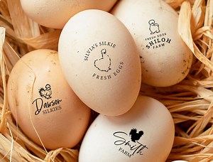 Custom Silkie Egg Stamp With Handle: Farm Fresh Eggs - Etsy
