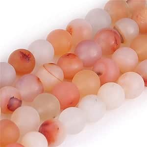 JOE FOREMAN 10mm Red Leaves Agate Frosted Matte Beads for Jewelry Making Natural Gemstone Semi Precious Round 15"