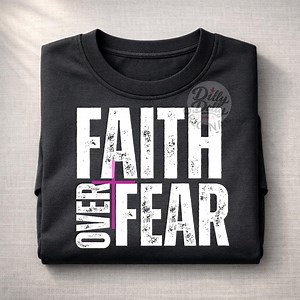 Faith Over Fear PNG, Christian Sublimation Design, Religious Download, Faith Shirt Design, Pink Cross Graphic, Retro Distressed PNG - Etsy
