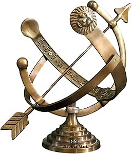 Polished Brass Aluminum Armillary Sundial, Cast Aluminum (Brass)
