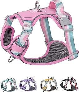 Puppia Pink Dog Harness for Small Dogs - No Pull Handle, Large Size