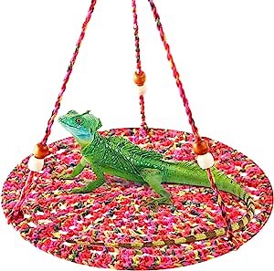 Reptile Hammock Swing Hanging Bed, Cute Lizard Swing Toy, Cotton Lizard Bed, Reptile Summer Bed for Bearded Dragon Leopard Gecko Lizard Birds Parrots Rats (C)