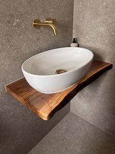 Handmade Walnut Live Edge Bathroom Shelf: Solid Wood Vanity Countertop - Etsy UK
