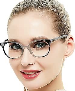 OCCI CHIARI Women Stylish Round Reading Glasses for Reader 100 125 150 175 200 225 250 275 300 350 400 500 600(Grey 3.0)