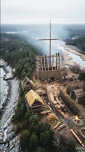 Viking Longhouse Village Built From Scratch — Ancient Norse Settlement Construction | Full Timelapse
