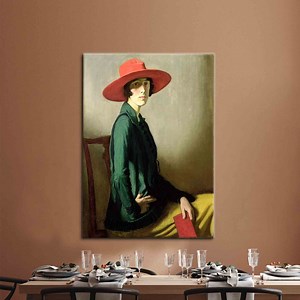 Lady With a Red Hat, Lady With a Red Hat Printed, Reproduction Printed, Famous Wall Art, Woman Wall Decor, Oil Painting Print, - Etsy