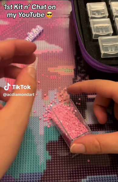 My first real video, a Kit n’ Chat, is on my YouTube (AC Diamond Art)! Find my YT in bio 😁🥰 #diamondpainting #diamondart