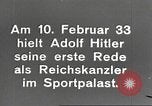 February 10, 1933 – Berlin Germany: Adolf Hitler's first speech in 1933 as the Reich Chancellor at Sports Palace in Berlin, Germany.