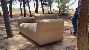 AirDegree Air Sofa Inflatable Couch - Waterproof Inflatable Sofa Couch Chair with Back Armrest & Foot Pump - Easy to Carry, for Indoor, Outdoor, Camping, Picnic, RV (Queen Blue(67 * 32 * 29 in))