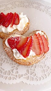 🍓Palmiers with whipped cream, fresh juicy 🍓and a dusting of powdered sugar. Have you tried it? #easysnack | Sugar Bowl Bakery