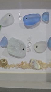 Sea Glass Framed Picture in Grey Frame. Fish, Sand and Shells - Etsy