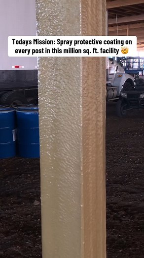 Problem: Cows lick wood and degrade the structural integrity. Solution: Coat the posts with an EXTREMELY hard bed liner 🤝 | Creative Coatings