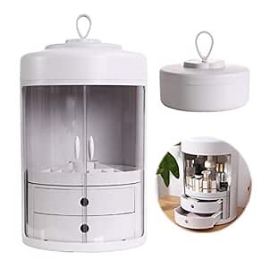 Makeup Container Storage Box, Cosmetic Display Showcase, Dustproof Makeup Organizer, Jewelry and Makeup Caddy Shelf, All in One Skincare Holder (Grey)