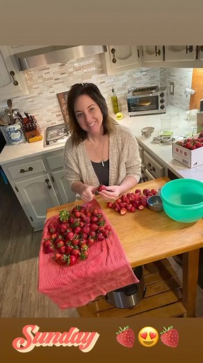Jaemor Farm strawberries turned into homemade jam😍🍓😋. We have always used the recipe from the Ball jar website, it’s on the side of the pectin box as well. Just crushed berries, lemon juice, pectin and lots of sugar! Today Viv helped and learned the process. Gramma happily supervised and the boys taste tested for quality control purposes of course. We picked 8 quarts of berries yesterday, made two batches of jam, and had enough left over to dip in chocolate for dessert tonight, and massereate