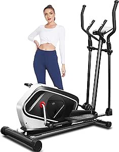 Magnetic Elliptical Trainer Machine with Programmable Monitor,Device Holder and Heart Rate Monitoring