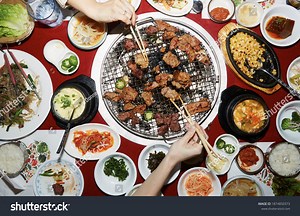 Overhead View People Dining Korean Restaurant Stock Photo 1874850373 | Shutterstock