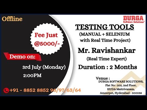 TESTING TOOLS Offline Training @ DURGASOFT