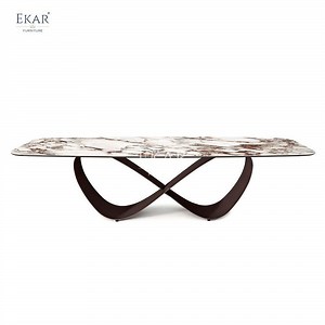 [Hot Item] Elephant White Matte Finish Marble Dining Table