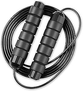 Jump Rope – Speed Jump Rope with Ball Bearings and Adjustable Cable – Jumping Cable for Men, Women, Kids – Ideal for Box, Sports, Cardio, Training – Tangle-Free Jumping and Memory Foam Handle
