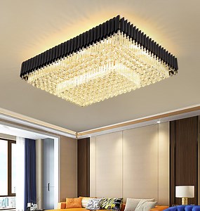 [Hot Item] LED Flush Mount Rectangular Black Crystal Ceiling Light