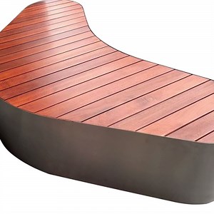 [Hot Item] Red Brown Begonia Solid Wood Outdoor Bench Boomerang-Shaped Park Relaxing Lounger