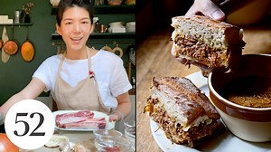 17K views · 81 reactions | This sandwich is a Japanese twist on an American favorite, the French dip, a hot beef-and-cheese number served with a sidecar of broth for dipping. GET THE RECIPE → https://f52.co/3apxOBM | Food52 | Facebook