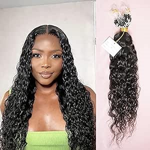 Amazon.com : Invisible Micro Link human hair extensions wet wavy Natural wave 50Strands 50g Micro loop hair extension (14inch 50strands) : Beauty & Personal Care