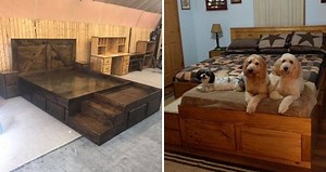 You Can Get A Wooden Kingsize Bed With An Extra Bed At The End For Your Pups