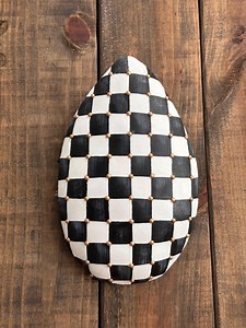Oeuf de Pâques en damier, oeuf à damier noir et blanc, attache oeuf en damier perles dorées, attache couronne d'oeuf de Pâques moyen, oeuf - Etsy France