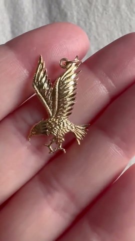 Vintage 14K Yellow Gold Flying Eagle Charm - Etsy