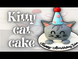 Gray kitty cat cake | easy kitty cat cake | step by step kitty cat cake tutorial | how to cake it