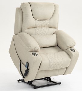 LITVZ 180 Degrees Lay Flat Lift Recliner Chair with Heat and Massage, Dual Motor Infinite Position Electric Power Lift Recliners for Elderly, Big Man Up to 400 LBS, Seniors