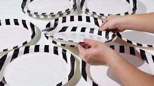 50Pcs Black and White Party Decorations 10" X 12" Large Disposable Heavy Duty Black White Striped Party Tableware Striped Paper Plates for Birthday Wedding Baby Shower Decorations