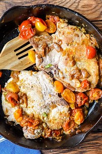 Skillet Pork Chops with Tomato Shallot Sauce