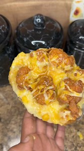 KFC Mash Bowl Twice Baked Potato! 5 Chicken Tenders (Cubed) 2 Tablespoons of Mustard Hot Sauce 1 Egg 1 Tablespoons of Kosher Salt 1 Tablespoons of Garlic Powder 1 Tablespoons of Onion Powder 1 Tablespoons of Smoked Paprika 2 Teaspoons of White Pepper 2 Cups of Flour 2 Tablespoons of Cayenne Pepper Fry for 6/7 minutes or until CWISPY Gravy: 3 Tablespoons of the Oil you fried the kitchen with (or butter) 1 Cup of Water 3 Tablespoons of Flour 1 Capful of Gravy Master Chicken Boullion (To taste) If 