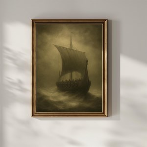 Vintage Viking Ship Wall Art Printable Nordic Eclectic Dark Moody Vintage Oil Painting Digital Download - Etsy UK