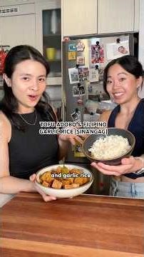 tofu adobo and Filipino garlic rice (sinangag) with ‪@tifflovestofu‬ 🧡 #filipinofood #tofu