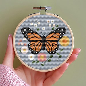 Monarch Butterfly Cross Stitch Pattern: Retro Insect Design (PDF) Counted Chart - Etsy