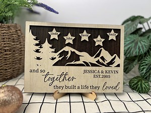 Blended Family Sign, Adoption Sign, Wedding Anniversary Gifts for Couples, Newly Married Gift, Wooden Family Sign, Mountains and Trees - Etsy Canada