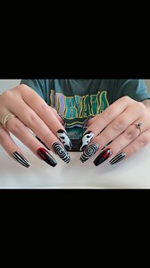 #acrylicnails #homestudio #nailsart #nailsartist #coffinshape #halloweennailsdesign #blackandwhite #blooddrip #nailtechlife #coolnails | Glamour Nails & Beauty | Facebook